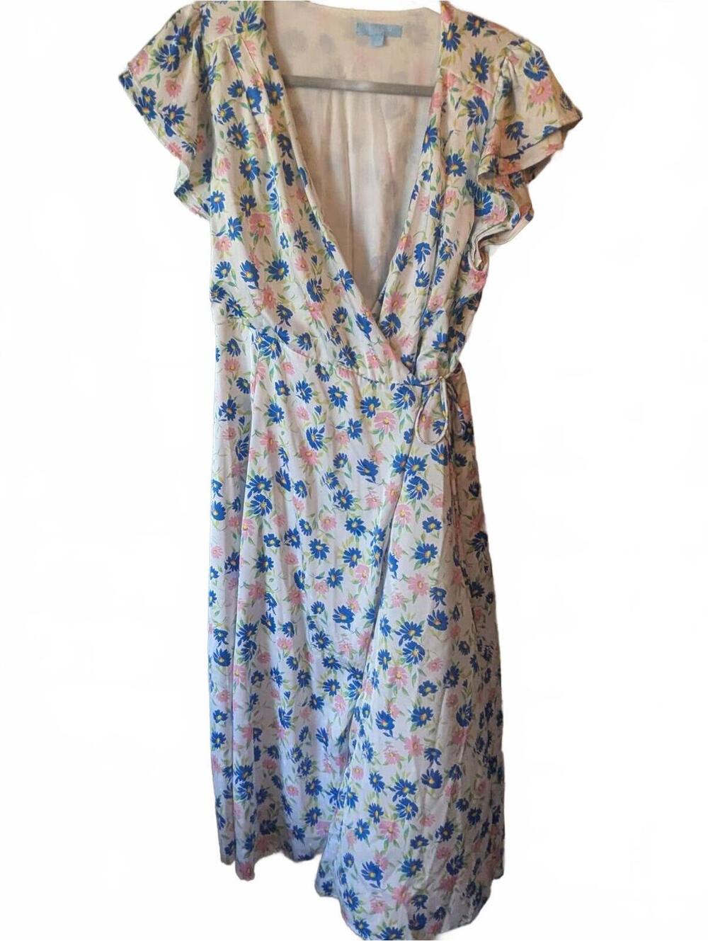 Draper James RSVP Floral Wrap Dress with Flutter Sleeves